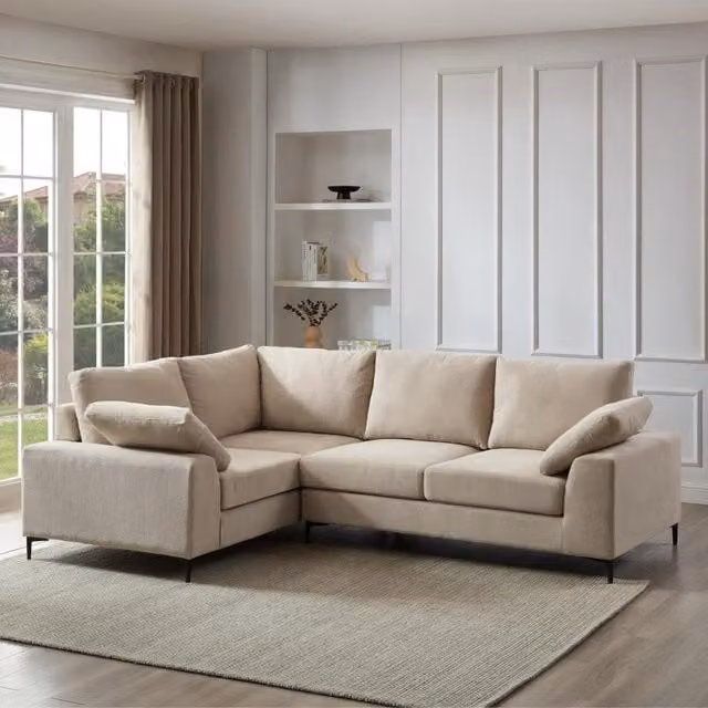Nora Left-Hand Corner Sofa in Beige Linen