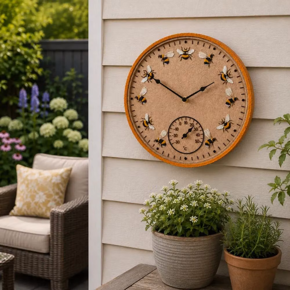 Marco Paul Beez Yellow Outdoor Wall Clock with Thermometer, Diameter: 30.48 cm – 3