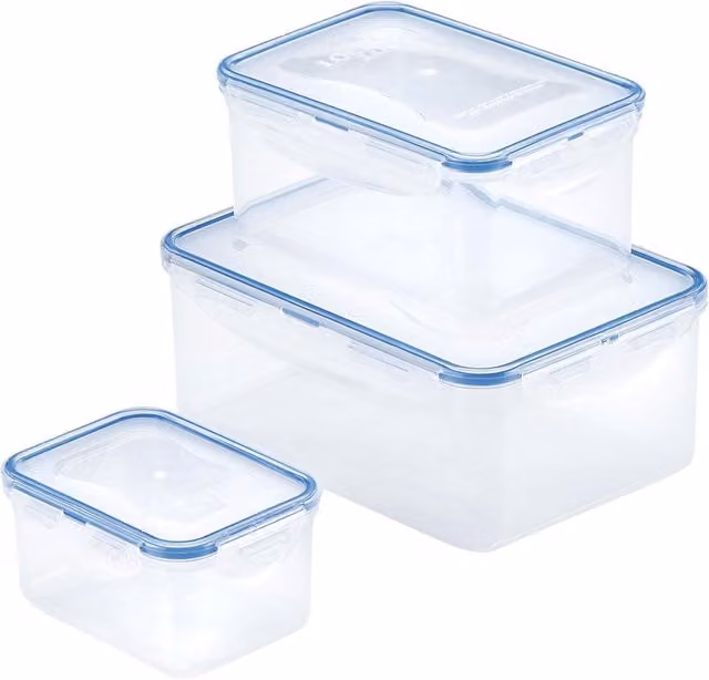 LocknLock Airtight and Leakproof 3-Piece Plastic Container Set, Transparent, BPA-Free