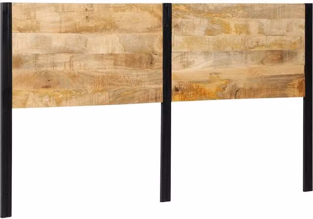 Berkfield Home Industrial Mango Wood and Iron Headboard in Brown, Width: 180 cm