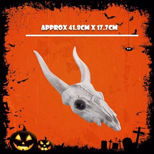 VFM e-Store White Halloween Goat Head Decoration with LED Eyes – 3