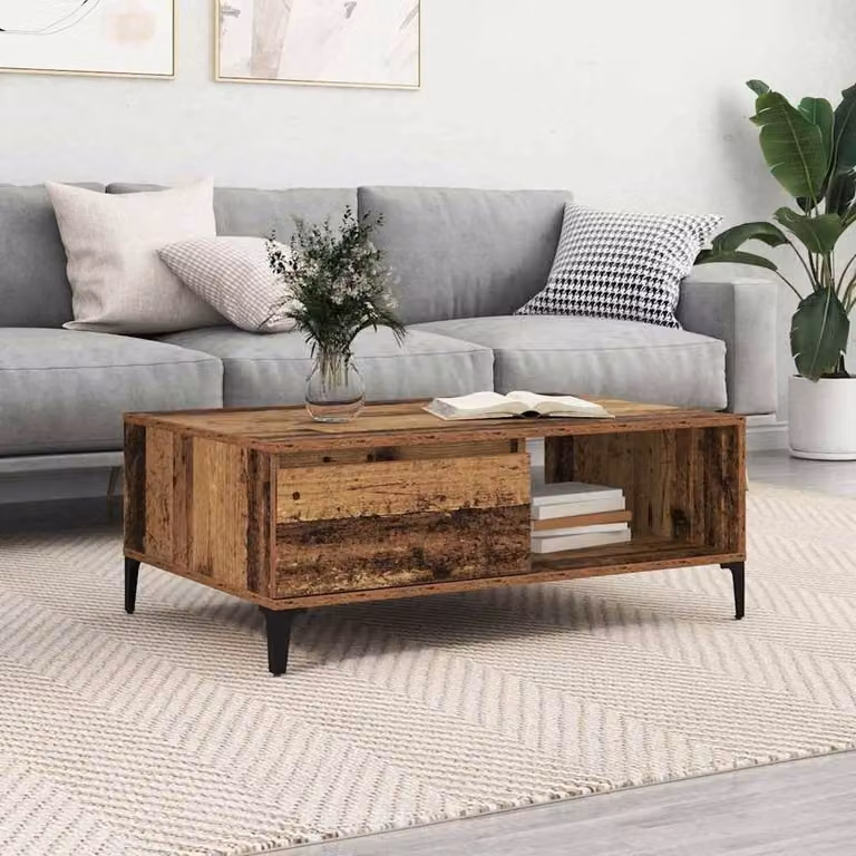 Berkfield Home Traditional Rectangular Coffee Table in Brown, W/D/H: 90 x 60 x 35 cm
