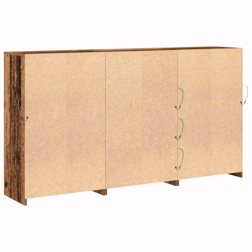 Berkfield Home Rustic Oak Sideboard in Brown with Integrated LED Lights, W: 202 cm, D: 37 cm, H: 100 cm – 7