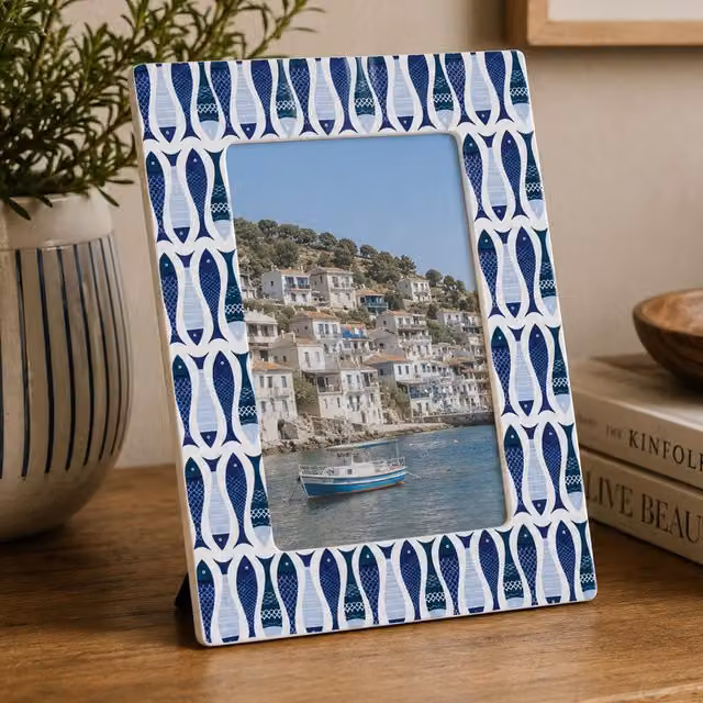 Orsina Maison by Premier Blue Maritime Rectangular Freestanding Photo Frame, W: 15.24 cm, H: 10.16 cm – 2