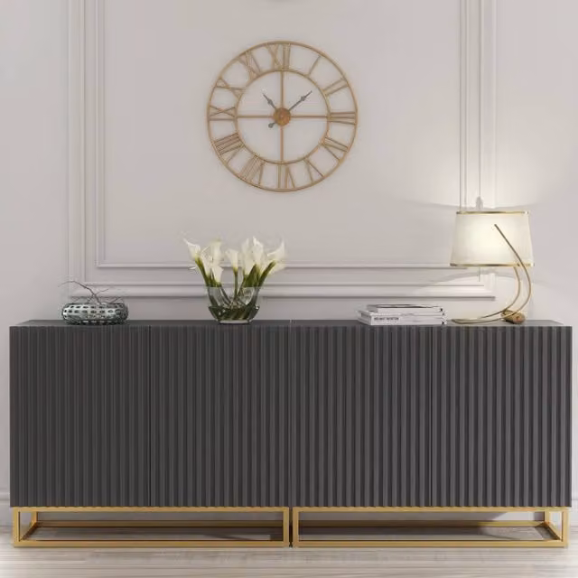 Creative Furniture Ripple Duo Sideboard in Anthracite Grey with Fluted Doors, W: 200 cm, H: 80 cm, D: 35 cm – 1