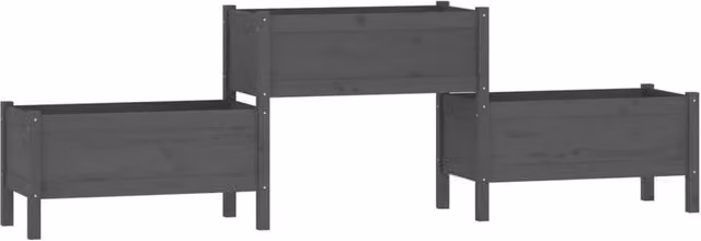 Berkfield Home Grey Solid Wood Pine Raised Bed Planter W/D/H: 245.5 x 44 x 75 cm – 1