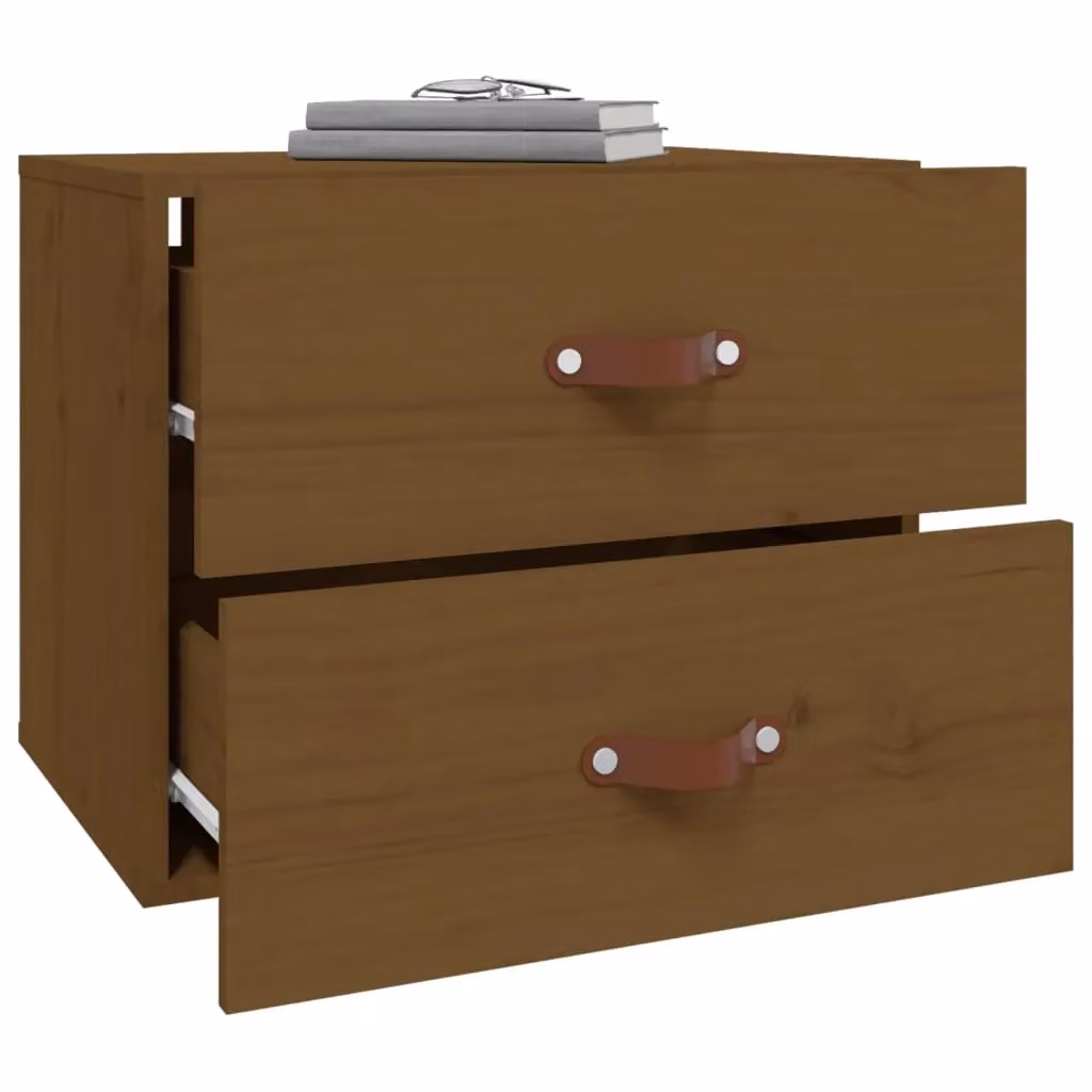 Berkfield Home Wall-mounted Bedside Cabinets, 2 Piece Set, Honey Brown, W: 50 cm, D: 36 cm, H: 40 cm – 4