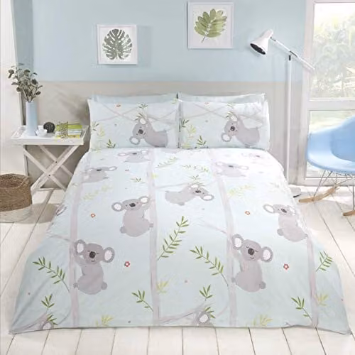 Rapport Home Koala Fun Duvet Cover Set for Kids, Multicolour Polycotton Bedding with Pillowcases, W/D/H: 135 x 200 cm, Pillowcases: 50 x 75 cm