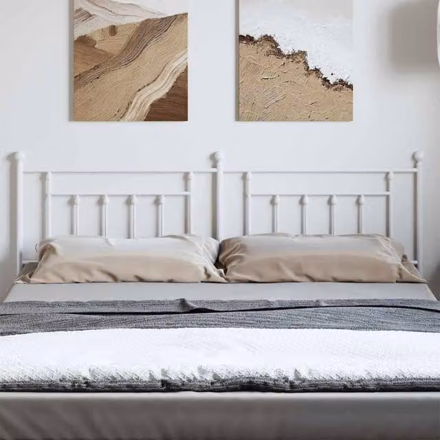 Berkfield Home Classic Metal Headboard in White – 1