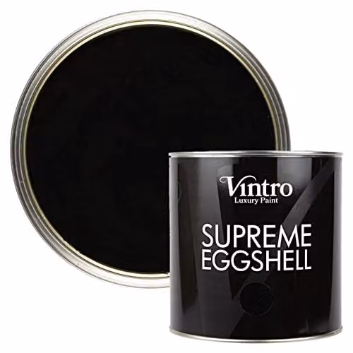 Vintro Eggshell and Satin Furniture Paint in Victorian Black for Walls, Wood and Trim, 2.5 Litres