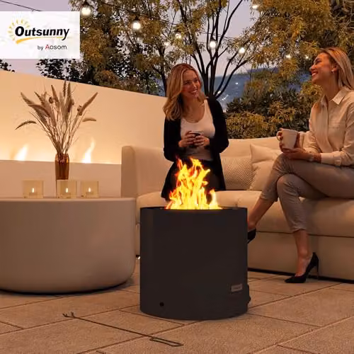 Outsunny Smokeless Round Wood Burning Fire Pit with Ash Tray in Black – 2