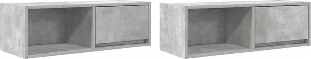 Berkfield Home Set of 2 TV Cabinets in Concrete Grey, W/D/H: 80 x 31 x 25.5 cm – 1