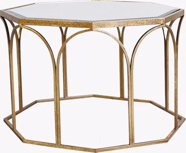 Perch & Parrow Piers Square Glass Coffee Table with Gold Metal Frame