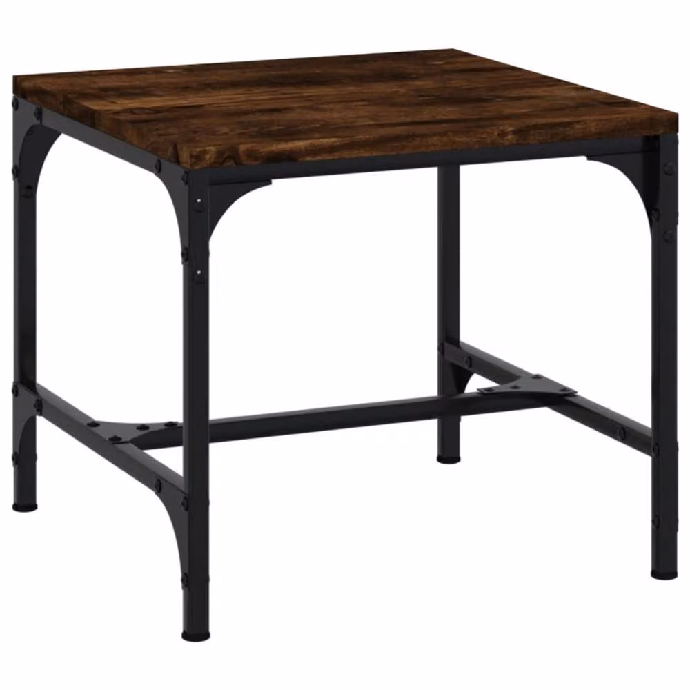 Berkfield Home Set of 2 Smoked Oak Side Tables in Brown, W/D/H: 40 x 40 x 35 cm – 4