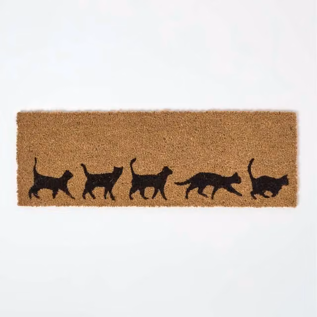 Homescapes Rectangular Coir Doormat with Animal Graphic, W/D/H: 75 x 25 x 1.7 cm, Brown and Black