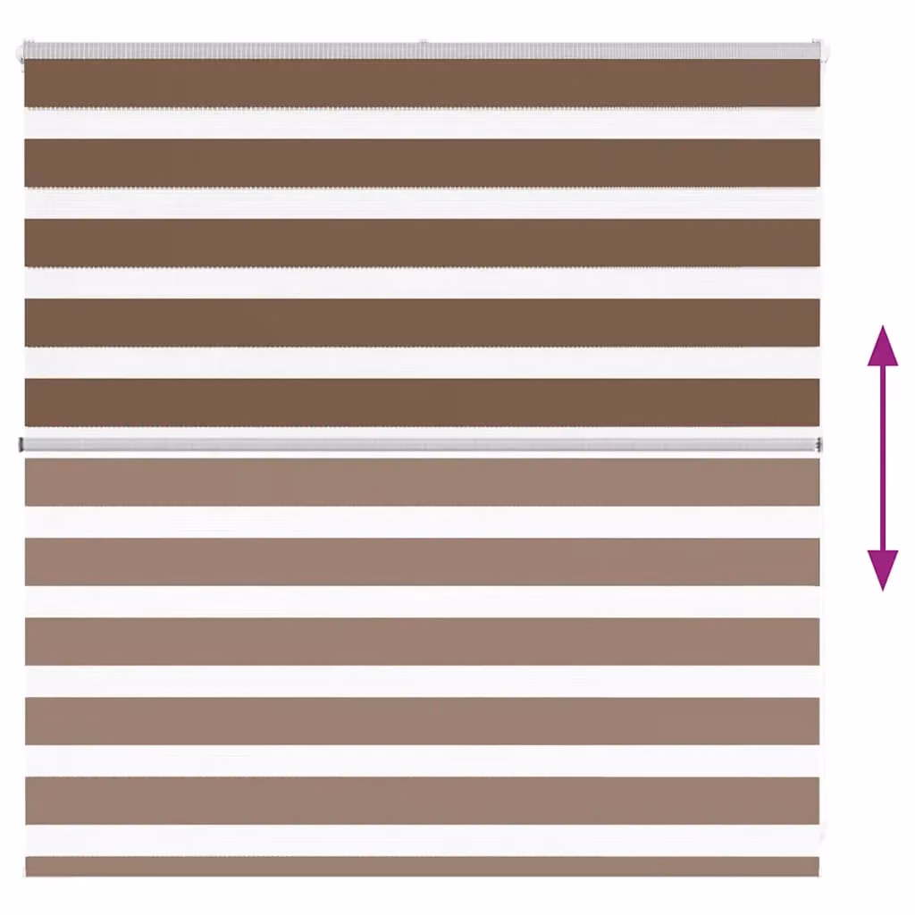 Berkfield Home Brown Zebra Day and Night Blind with Polyester Fabric, W: 140 cm, H: 100 cm – 4