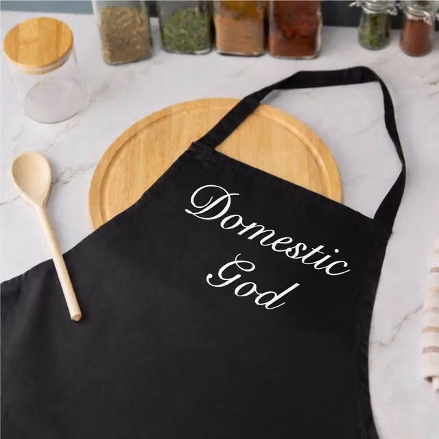 60 Second Makeover Domestic God Black Cotton Apron for Adults – 1