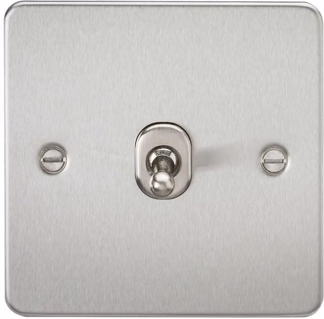 Knightsbridge Flat Plate 10AX 1G Intermediate Toggle Switch in Brushed Chrome
