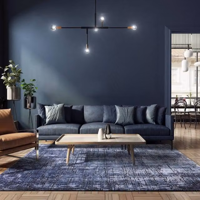 The Rug Shop UK Blue Modern Abstract Machine Woven Area Rug W: 240 cm, D: 340 cm
