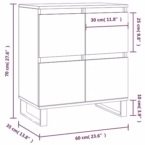 vidaXL Modern Sideboard in Brown Oak, W/D/H: 60 x 35 x 70 cm – 2