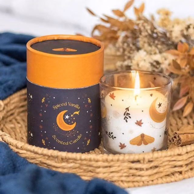 Uniqueful Autumn Magic Spiced Vanilla Pillar Candle, Multicolour, 1 Pack