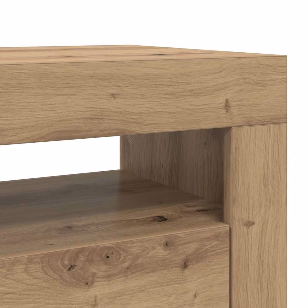 Berkfield Home Artisan Oak TV Cabinet with LED Lights, Brown, W/D/H: 90 x 35 x 40 cm – 5