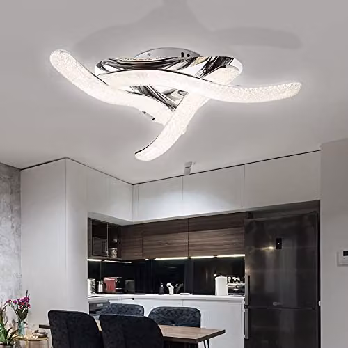 Netlighting Nabro Integrated LED Semi Flush Ceiling Light in Chrome and Grey, W/D/H: 54 x 54 x 13 cm – 2