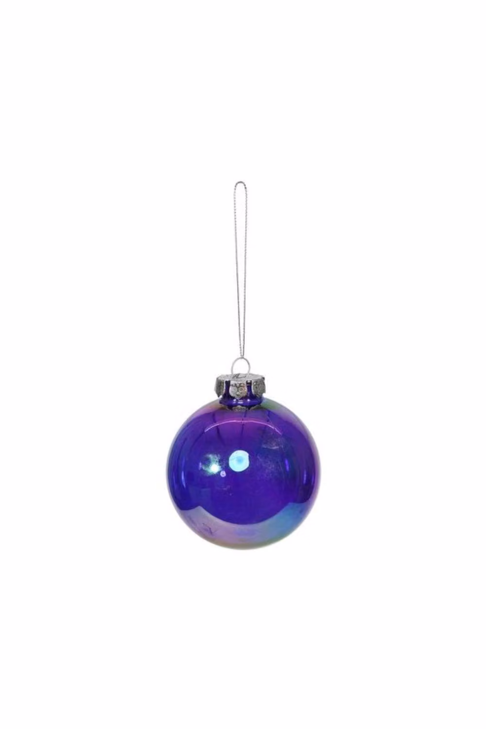 KDMD Iridescent Purple Glass Christmas Baubles, 2 Pack of 4 Round Hanging Baubles, Diameter: 8 cm – 2