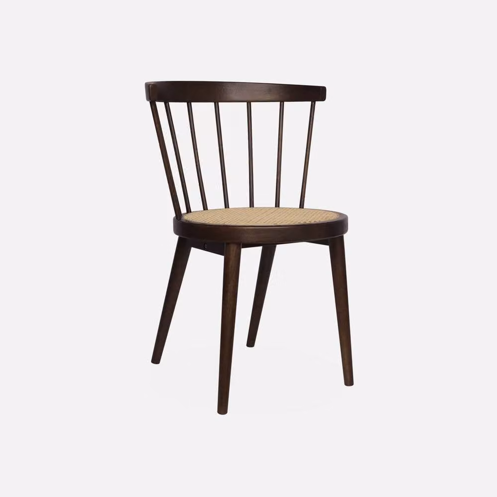 sweeek Pair of Mid-Century Wood and Cane Dining Chairs in Brown, W/D/H: 45 x 53.5 x 76 cm – 2