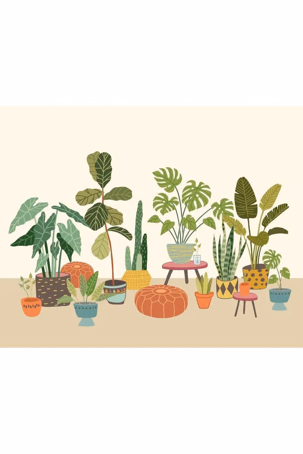 Origin Murals Houseplants Pots Floral Wall Mural in Natural, Multicolour, W: 350 cm, H: 280 cm – 2