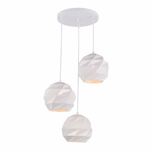 Italux Netlighting Modern White 3-Light Glass Sphere Hanging Pendant with E27 Bulbs – 1