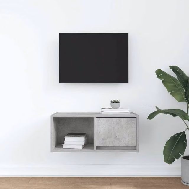 Berkfield Home TV Cabinet in Concrete Grey, W/D/H: 60 x 31 x 25.5 cm