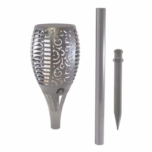 Smart Garden Products Solar Powered Outdoor Torch Light with Realistic Flame Effect in Grey – 1