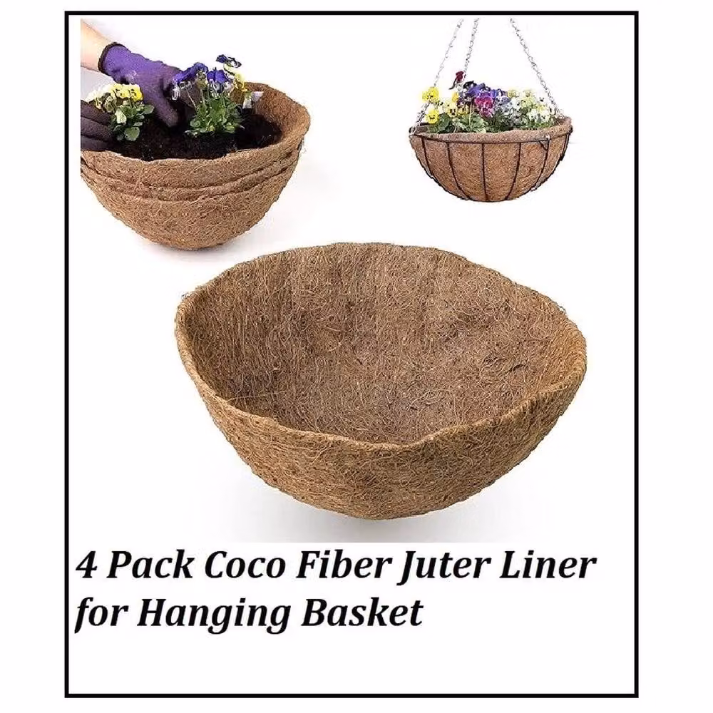 FLAVORA 4 Pack Natural Brown Coco Fiber Liners, 14 Inch, 10kg – 2