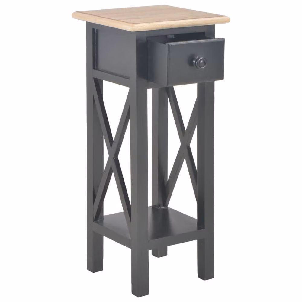 Berkfield Home Black Lacquered Pine Wood Side Table, W/D/H: 27 x 27 x 65.5 cm – 2