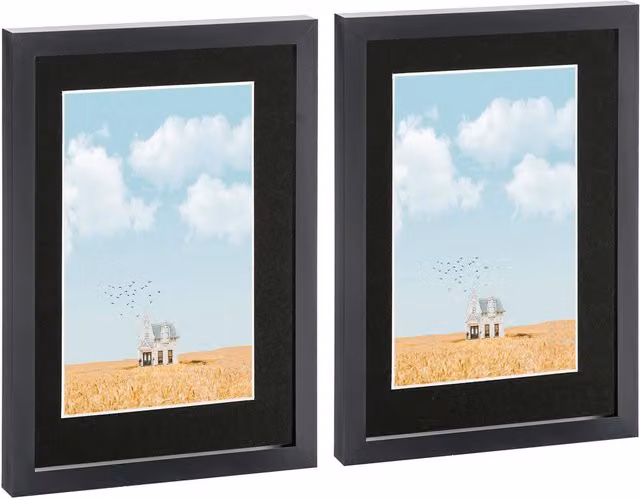 Nicola Spring Pack of 2 Black A4 Rectangular Photo Frames with Glass – 4