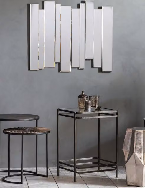 Gallery Direct Montessa Large Modern Geometric Rectangular Wall Mirror in Silver