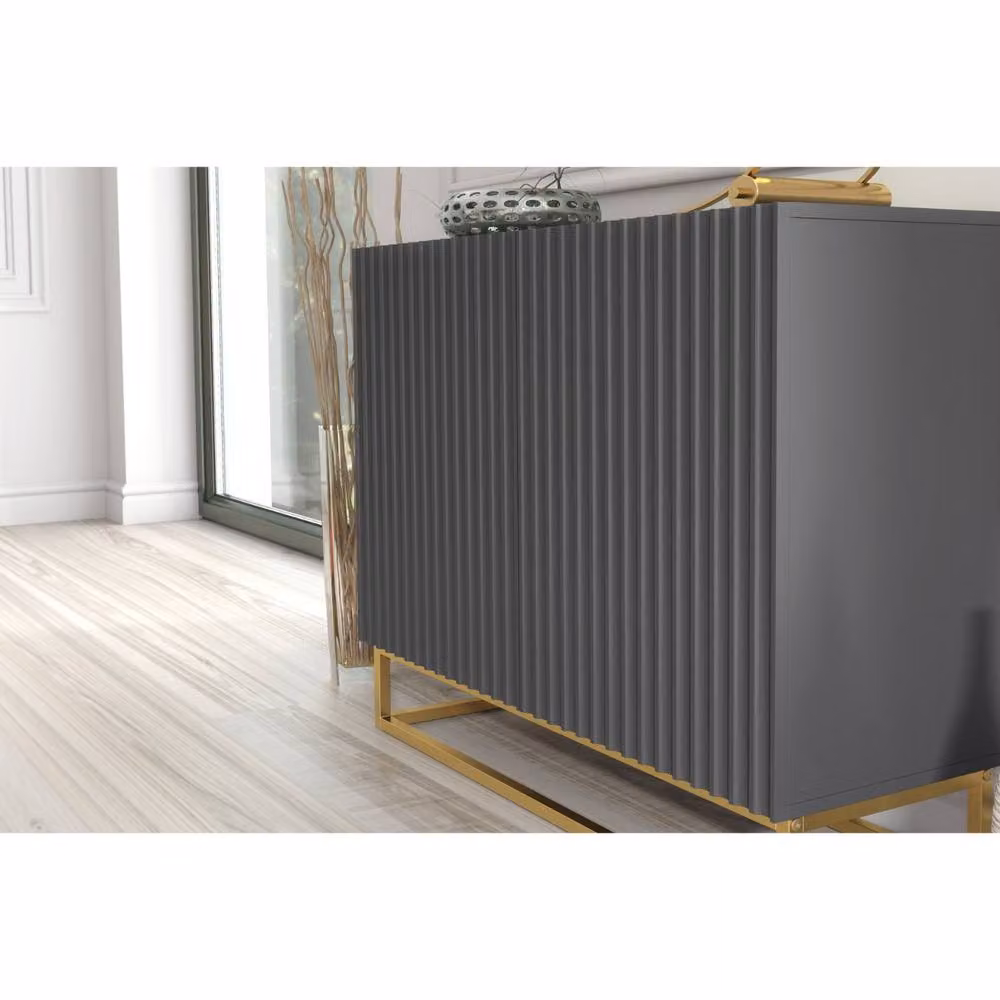 Mex Furniture LTD Ripple Sideboard in Dark Grey with Fluted Doors, W: 100 cm, H: 80 cm, D: 35 cm – 3