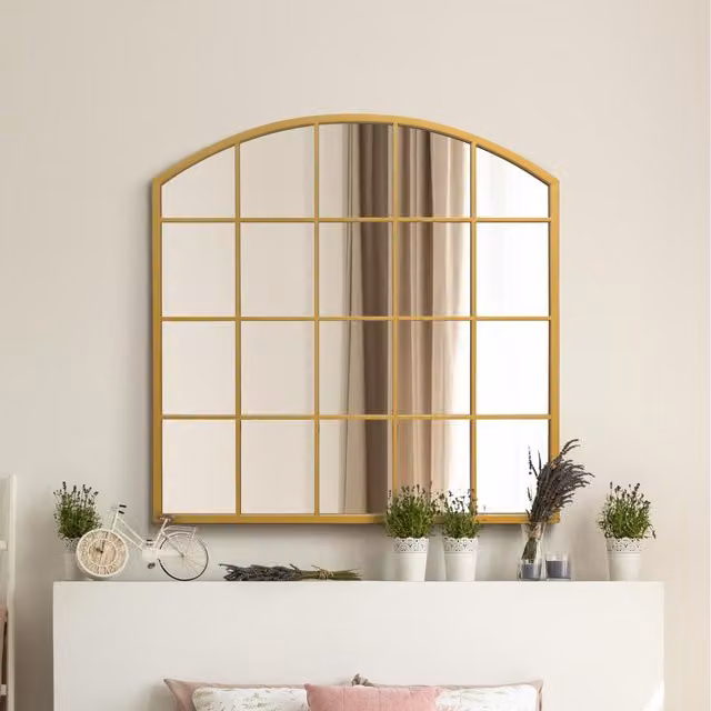 MirrorOutlet Arcus Modern Wall Mirror in Gold and Black