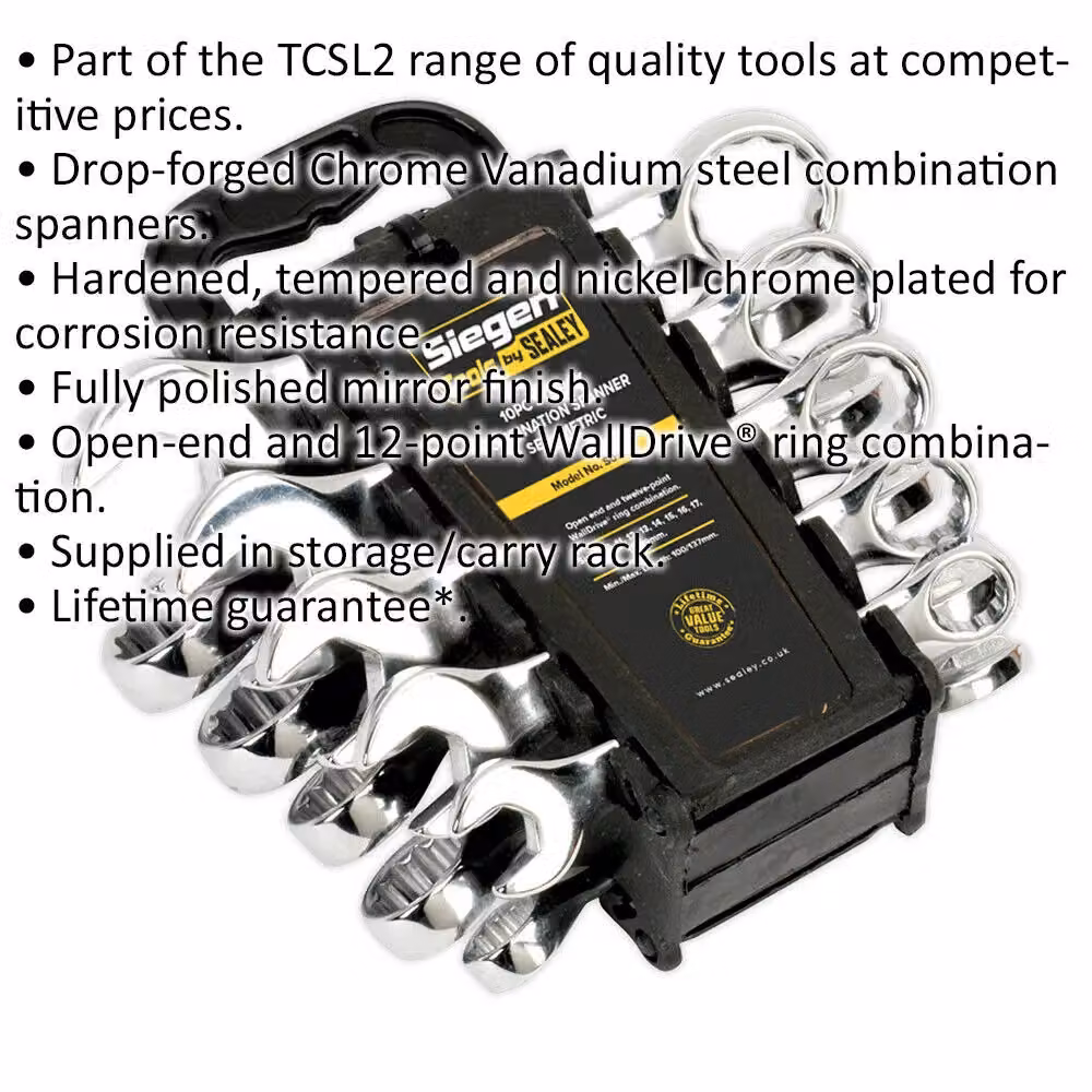 Loops 10-Piece Stubby Short Handled 12-Point Metric Combination Spanner Set in Silver Chrome Vanadium – 2