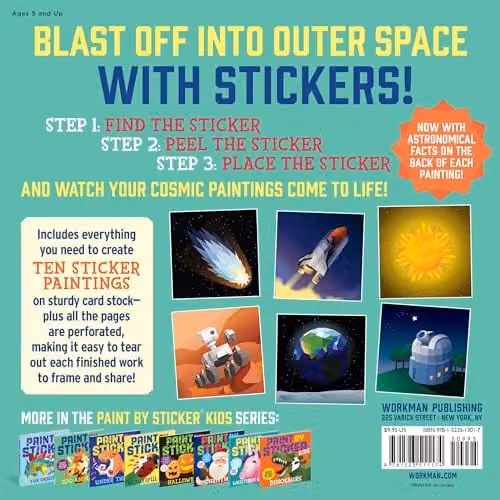 Workman Publishing Paint by Sticker Kids Outer Space Activity Book with Glow-in-the-Dark Stickers, Multicolour – 2