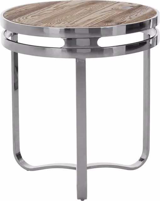 Orsina Round Side Table with Natural Pine Wood Top and Metal Frame