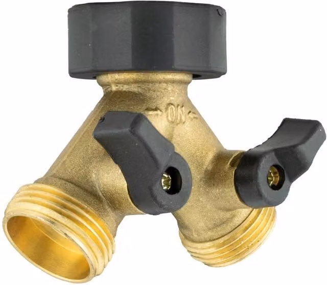 Havendro Brass 2-Way Garden Hose Tap Splitter with Flow Control in Bronze, 3/4 inch