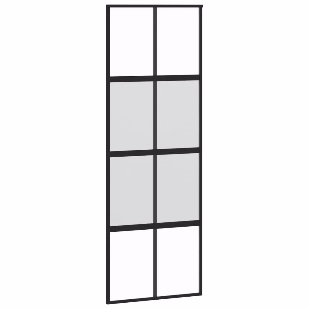 Berkfield Home Modern Sliding Door in Black with Transparent Tempered Glass and Aluminium, W: 76 cm, H: 205 cm – 2