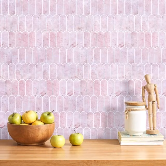 Lifeideas 10-Piece Self-Adhesive Geometric Arch Wall Tile Stickers in Pink