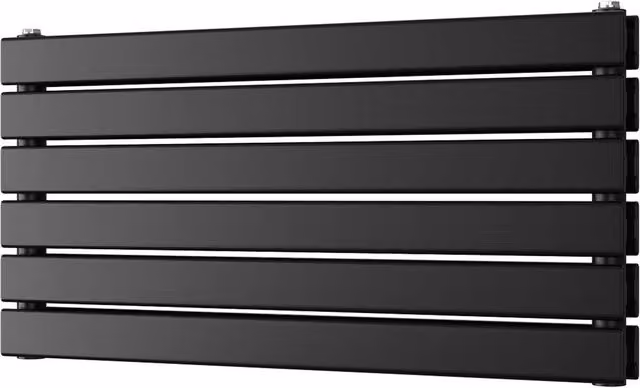 UK Radiators Typhoon Axis Black Horizontal Designer Double Panel Steel Radiator, H: 40.8 cm, W: 80 cm
