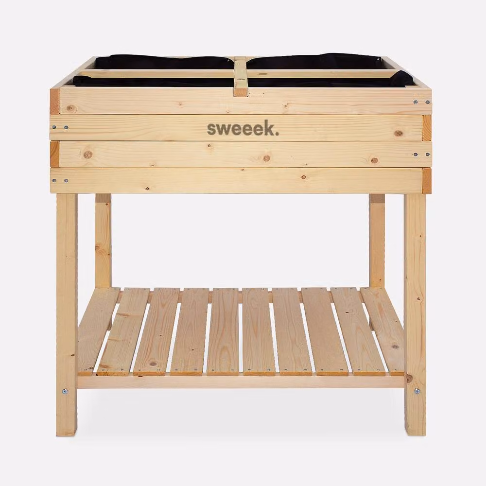 sweeek Elevated Wooden Planter in Brown, W/D/H: 80 x 60 x 80 cm – 1