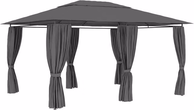 Berkfield Home Elegant Garden Marquee with Curtains, Anthracite, W: 400 cm, D: 300 cm, H: 270 cm