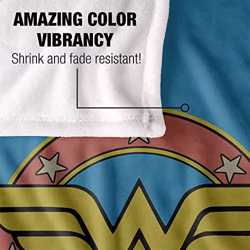 LOGOVISION Wonder Woman Silky Touch Super Soft Fleece Throw Blanket, Multicolour and White, W: 152 cm, D: 127 cm – 3