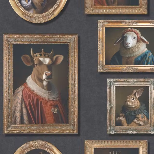 Muriva Regal Farm Animals Vintage Multicolour Paper Wallpaper
